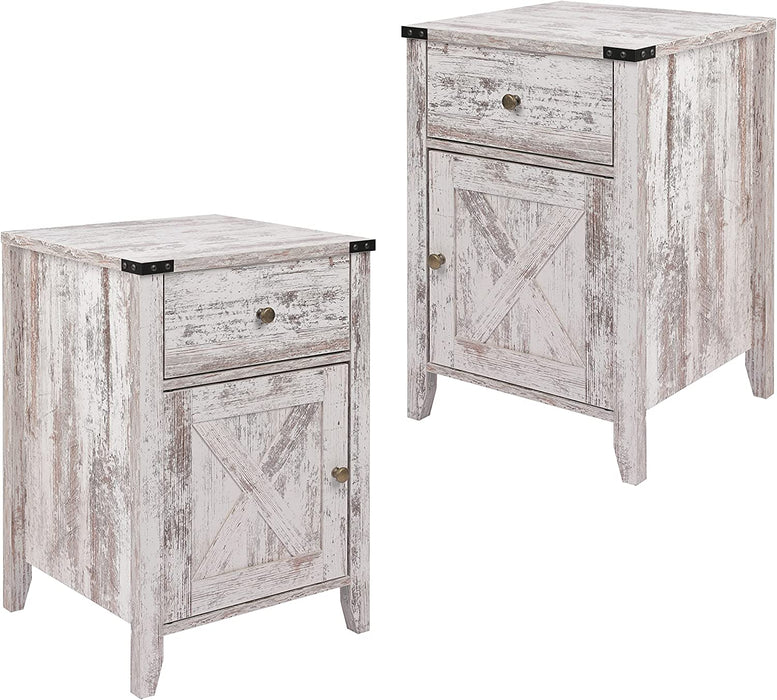 Barnwood Rustic Nightstand, White