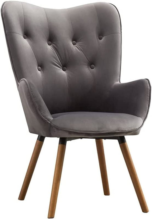 Gray Velvet Tufted Accent Chair by Roundhill Furniture