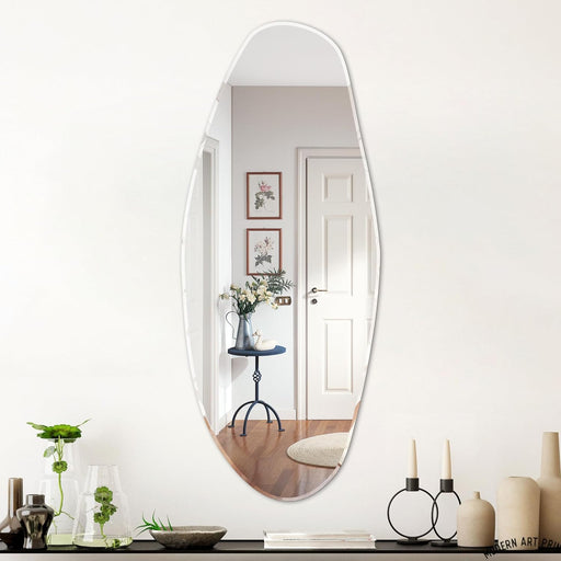 Irregular Mirror for Wall, Large 43"X16" Asymmetrical Mirror Irregular Shaped Frameless Mirror for Living Room Bathroom Bedroom Entryway Modern Home Decor Mirror