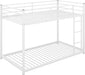 Metal Twin Bunk Bed with Guard Rails, White