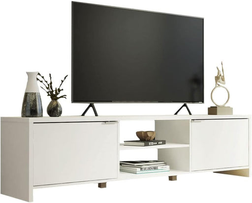 White Wooden TV Cabinet with Cable Management