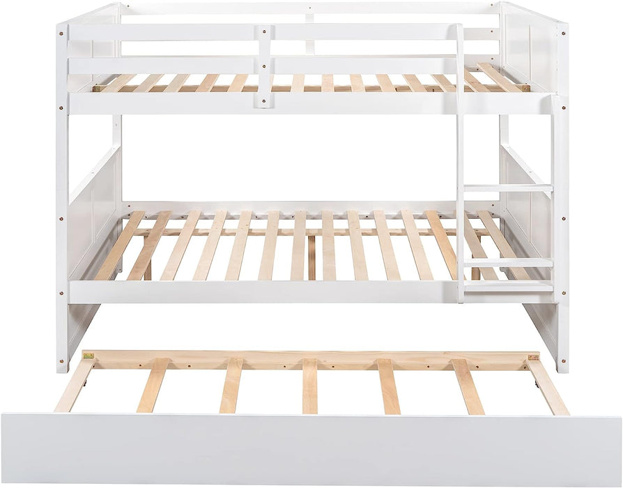 Detachable Full Bunk Bed with Trundle, Wood