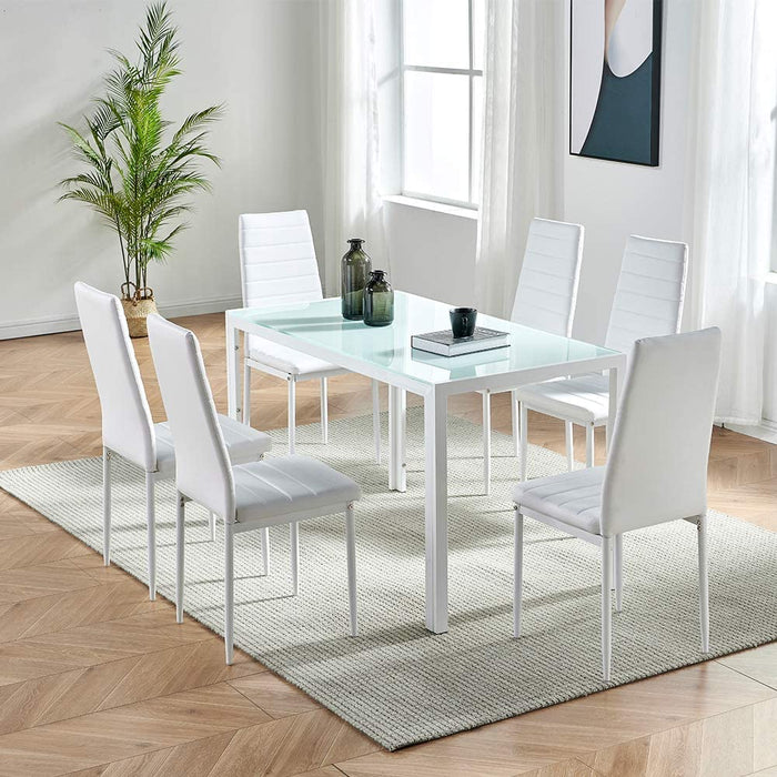 Transparent Glass Top Dining Table with Metal Legs