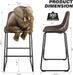 Industrial Brown PU Leather Bar Stools with Back (Set/2)