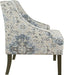 Antiqued Blue Velvet Armchairs with Swooping Design