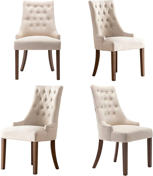 Wingback Upholstered Dining Chairs Set of 4, Beige