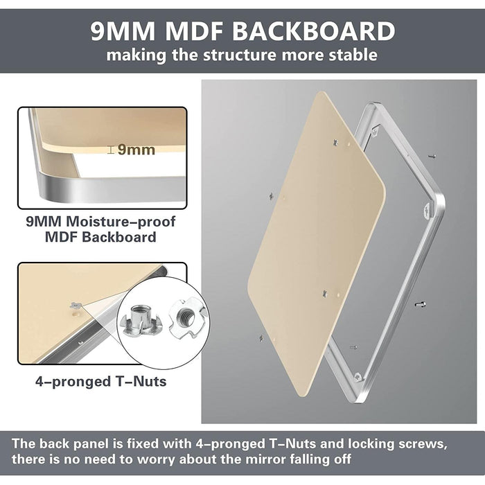 Brushed Silver Bathroom Mirrors for Wall, 30X40 Inch