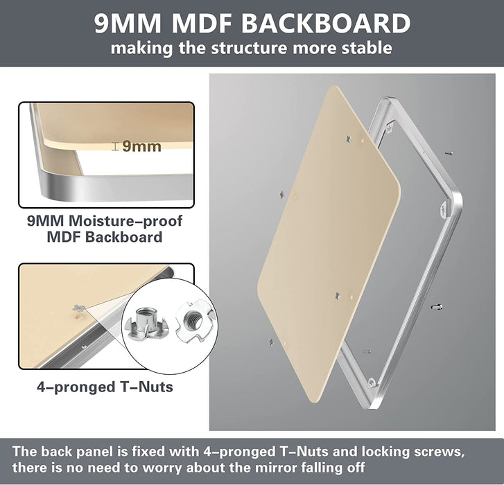 Brushed Silver Bathroom Mirrors for Wall, 30X40 Inch