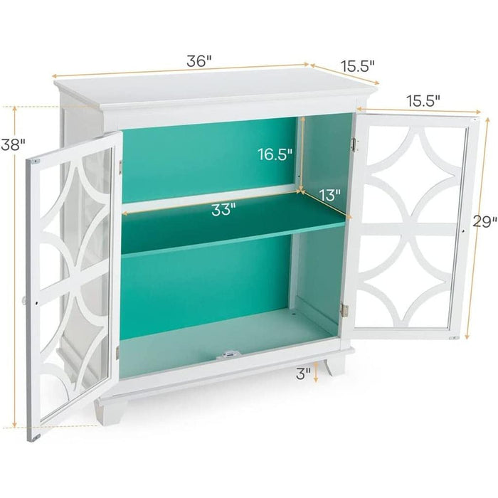 FEER Kitchen Storage Cabinet Buffet Sideboard with Glass Doors and Adjustable Shelves