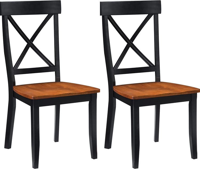 Black/Oak Pair of Dining Chairs