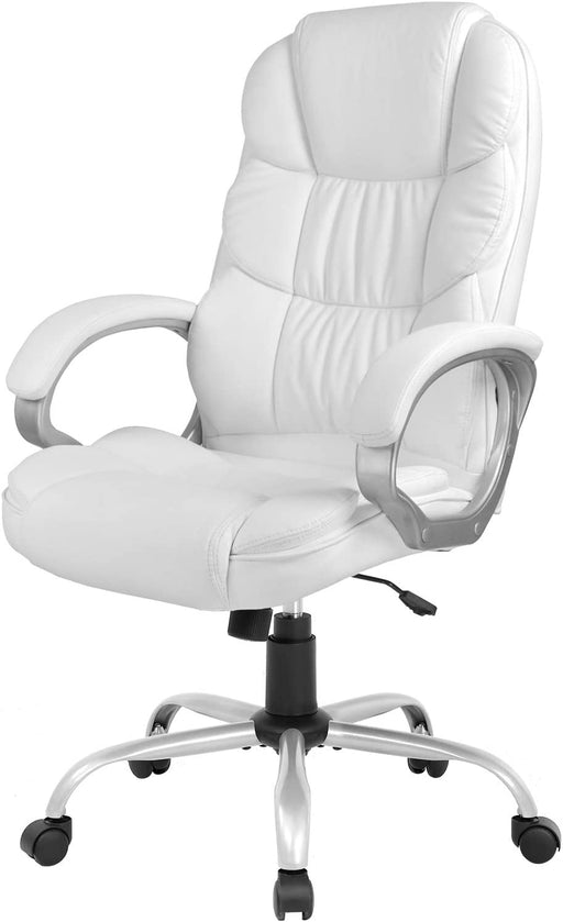 Ergonomic High-Back Office Chair with Armrests (White)