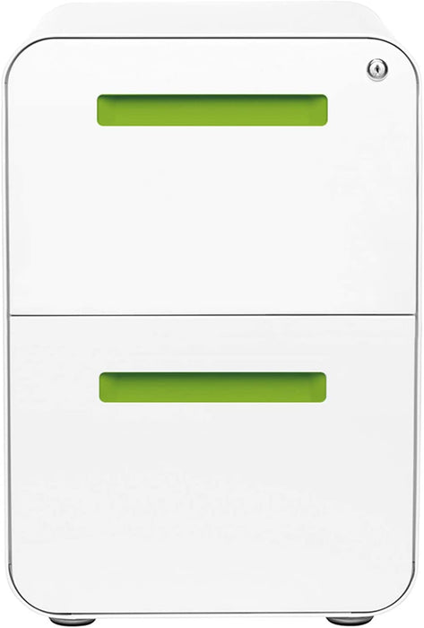 Modern Mobile File Cabinet in White/Green