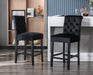 Tufted Velvet Mid Century Barstools, Set of 2 in Black