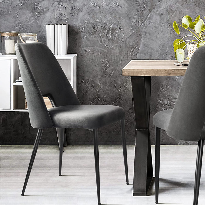 Set of 6 Black Velvet Dining Chairs