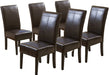 Set of 6 Pertica T-Stitch Leather Dining Chairs, Chocolate Brown