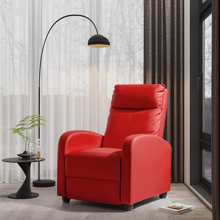 Recliner Chair, Padded Seat, Red, PU Leather