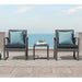 3 Piece Outdoor Modern Bistro Set, Wicker Conversation Set, Patio Rattan Chair Set, with Coffee Table, Garden (Dark Grey)