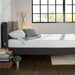 Dark Grey Upholstered Platform Bed, Wood Slat Support