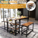Dining Table Set with 1 Bench, 2 Chairs and Wine Rack
