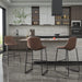 Industrial Brown PU Leather Bar Stools with Back (Set/2)