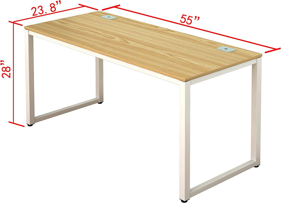 White Frame Oak Top 55-Inch Desk