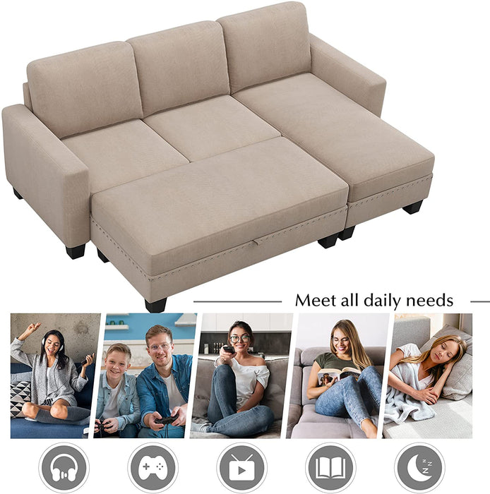 L-Shaped Sectional with Storage and Ottoman