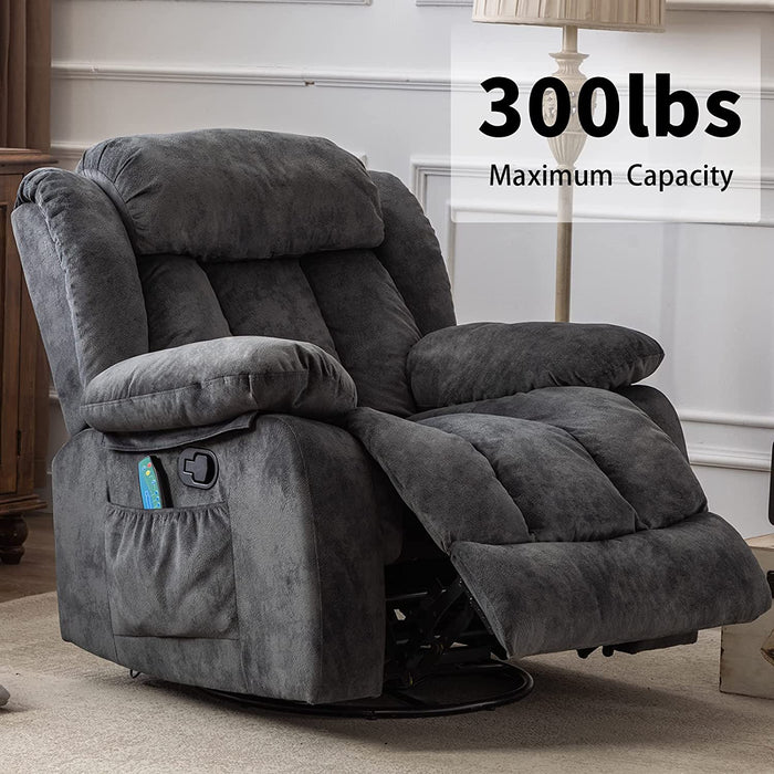 Massage Swivel Rocker Recliner Chair, Grey