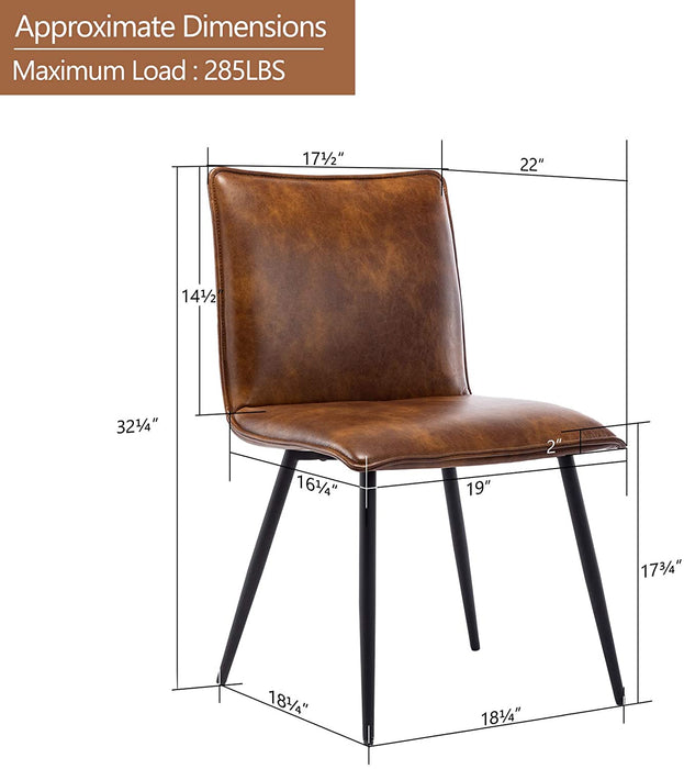PU Leather Kitchen Chairs Set of 4, Yellowish-Brown