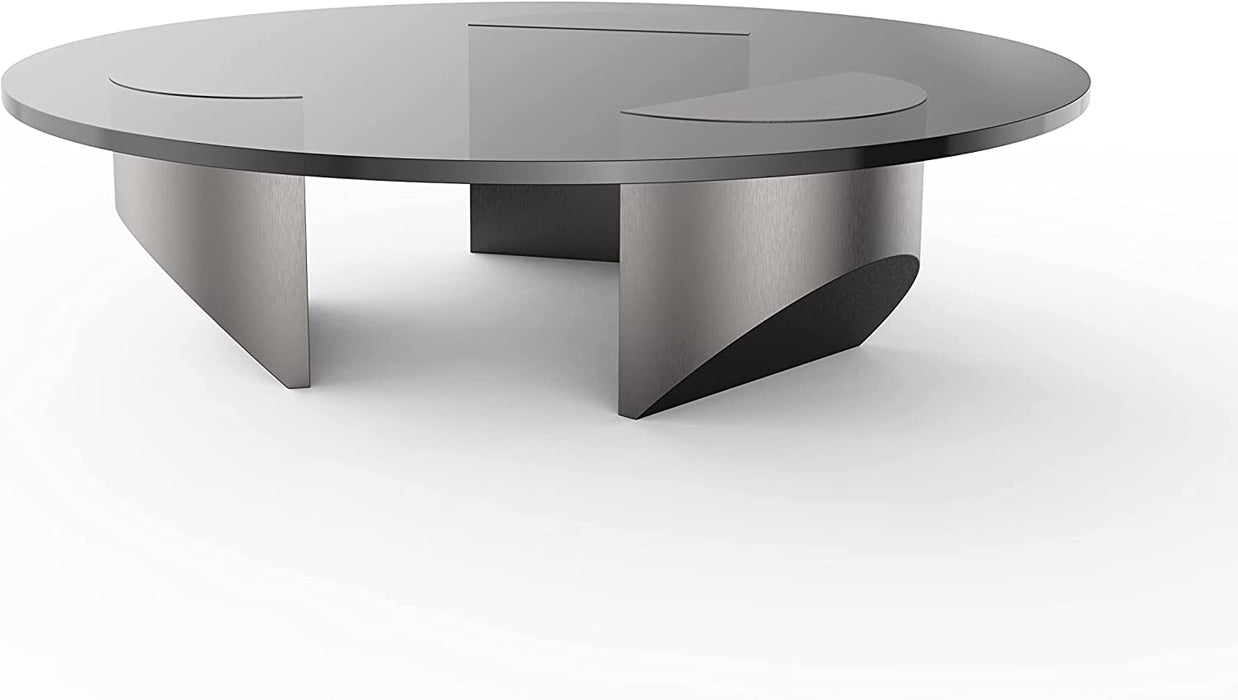 Modern Black Glass Top Wedge Coffee Table