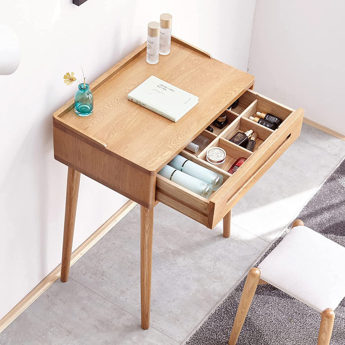 Wood Vanity Table Set with Drawer and Bench