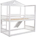 White Bunk Bed with Slide and Safety Rail