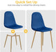 Set of 4 Navy Blue Velvet Cushioned Dining Chairs