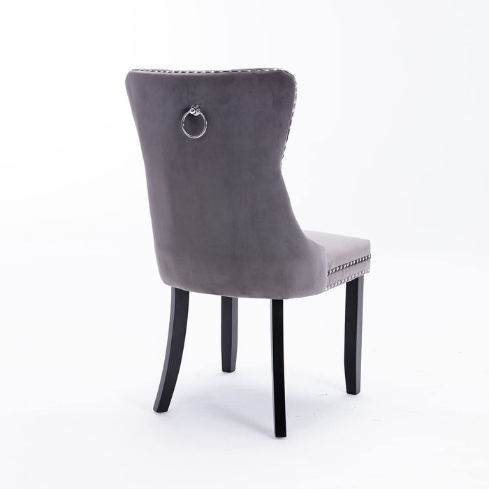 Grey Velvet Tufted Dining Chairs Set of 6