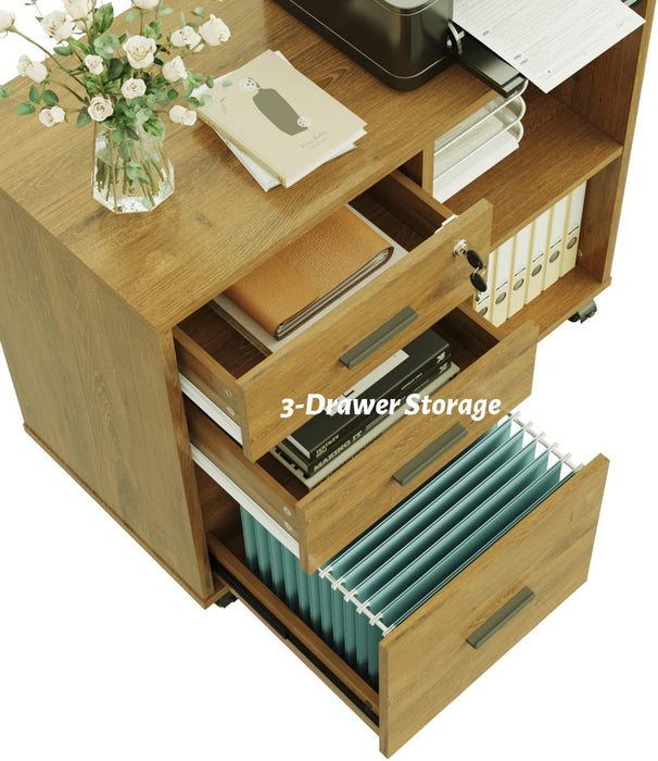 Mobile File Cabinet with Open Storage Shelf