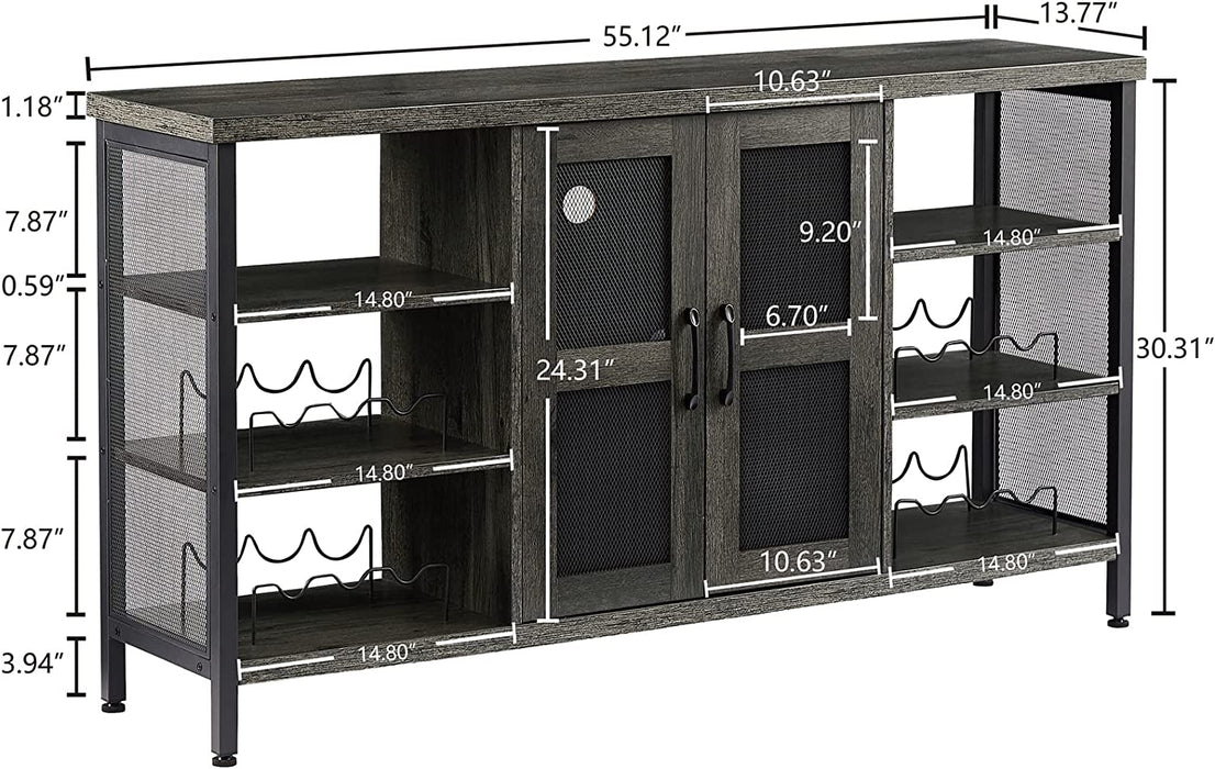 Industrial Wine Bar Cabinet with Storage