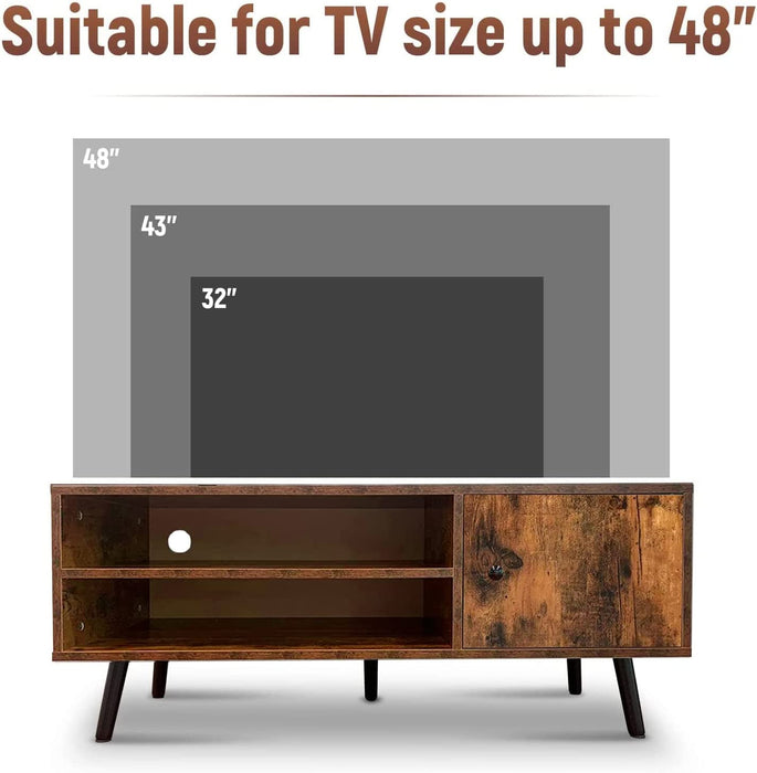 Retro Brown TV Console with Storage Cabinet