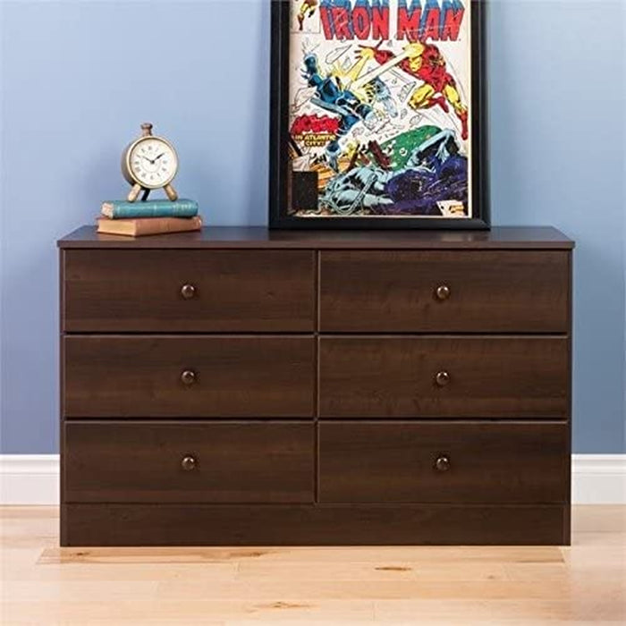 Astrid 6-Drawer Double Dresser, Espresso