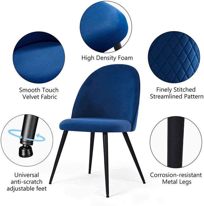 Velvet Upholstered Side Chairs Set of 4, Navy Blue