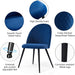 Velvet Upholstered Side Chairs Set of 4, Navy Blue