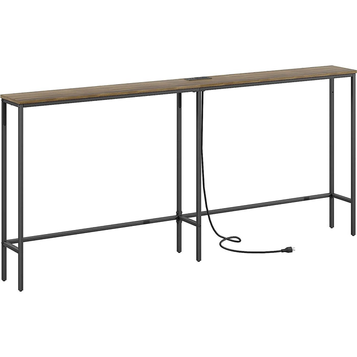 Modern Console Table with Power Outlet and Metal Frame