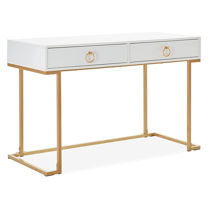 White and Gold Makeup Vanity Dressing Table or Home Office Desk