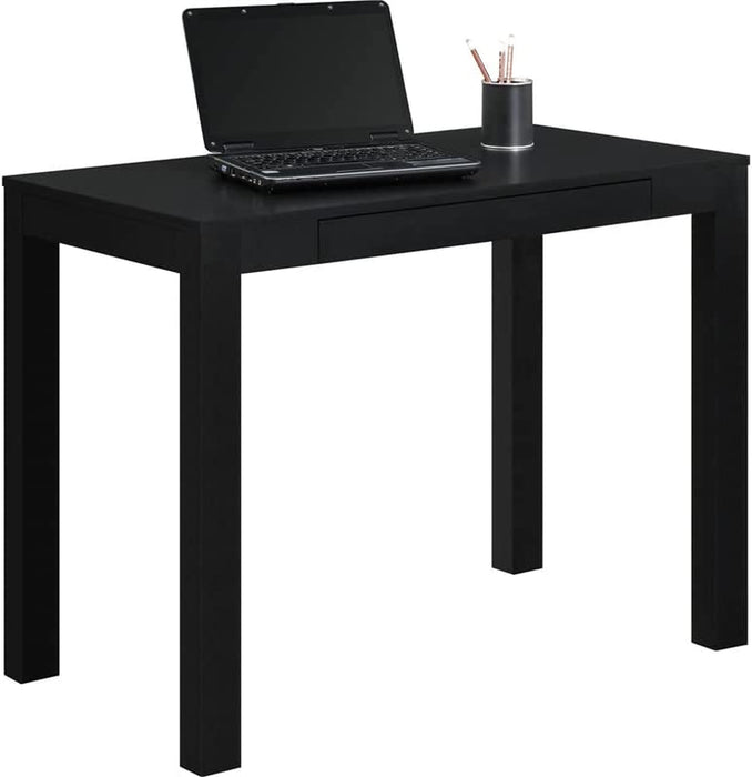 Black Parsons Desk with Drawer, 19.7D X 39W X 30H