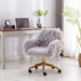 Gray Faux Fur Swivel Chair for Home Office