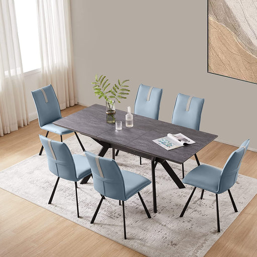 Extendable Dining Room Table Set for 6-8 People, Blue