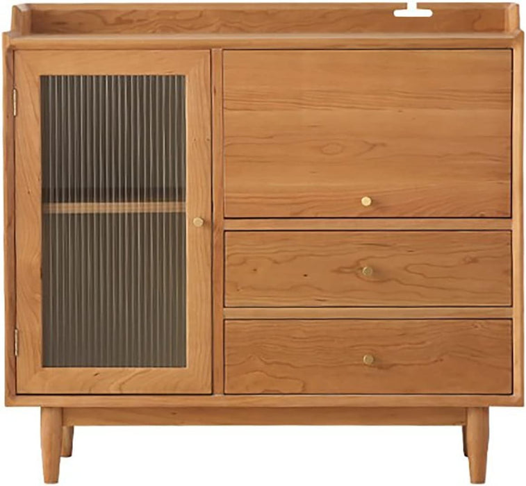 Wood Color Sideboard Buffet Server with 2 Cabinets and 2 Drawers