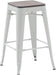 Backless Industrial Metal Bar Stools, Set of 4, White