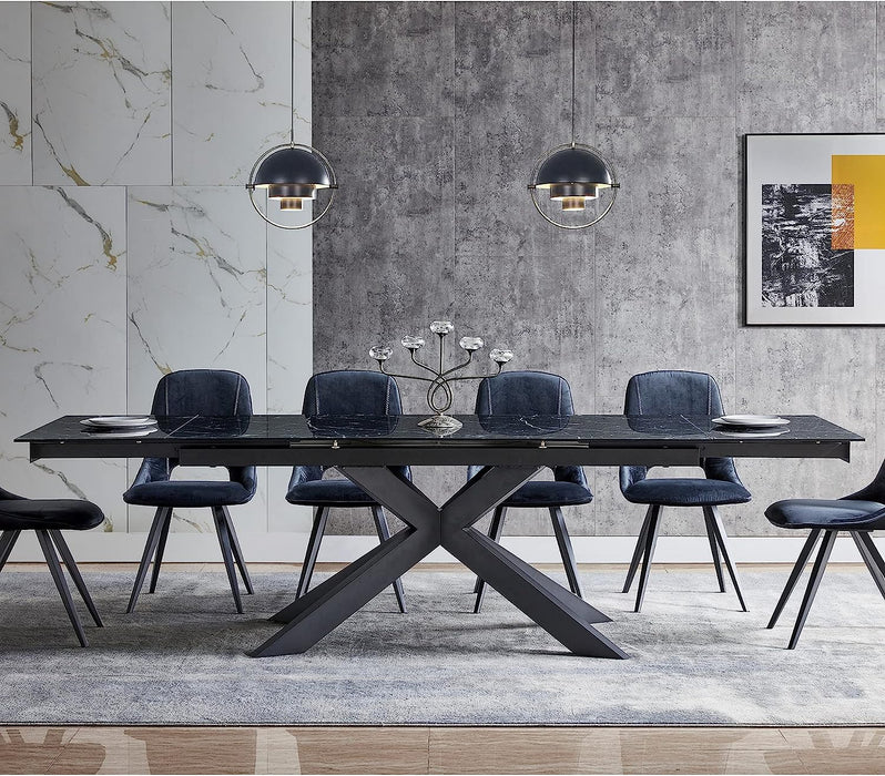 Expandable Rectangle Dining Table, 70.9″-110.2", Stones Black