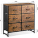 Fabric Double Dresser with 6 Drawers, Rustic Brown