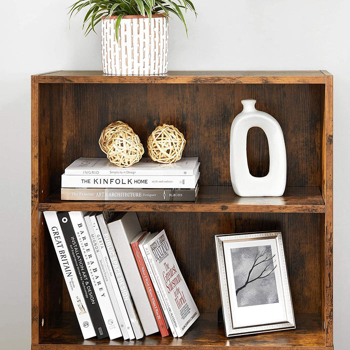 Rustic Brown 5-Tier Bookshelf with Adjustable Shelves