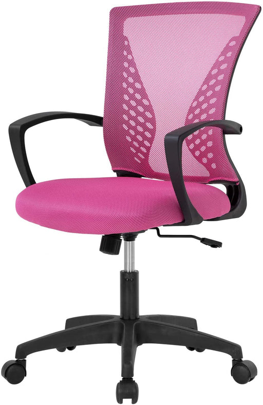 Ergonomic Pink Mesh Office Chair with Armrests